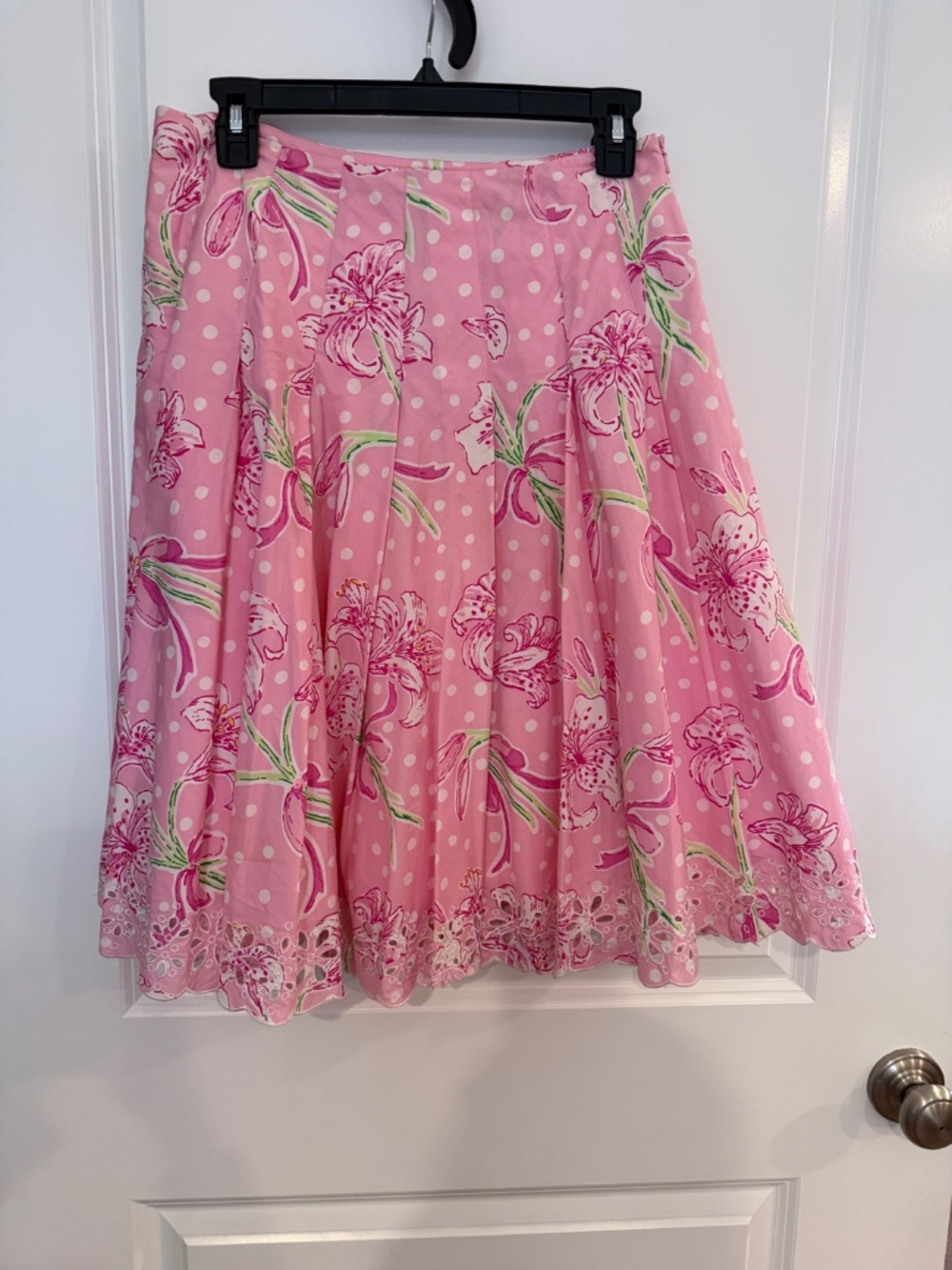 Lily Pulitzer polka dot lily Pink pleated A-line skirt scallop hem Size 4 - Picture 4 of 9